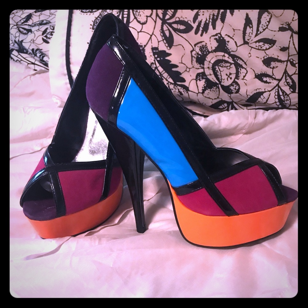 Suede color block Stilettos
